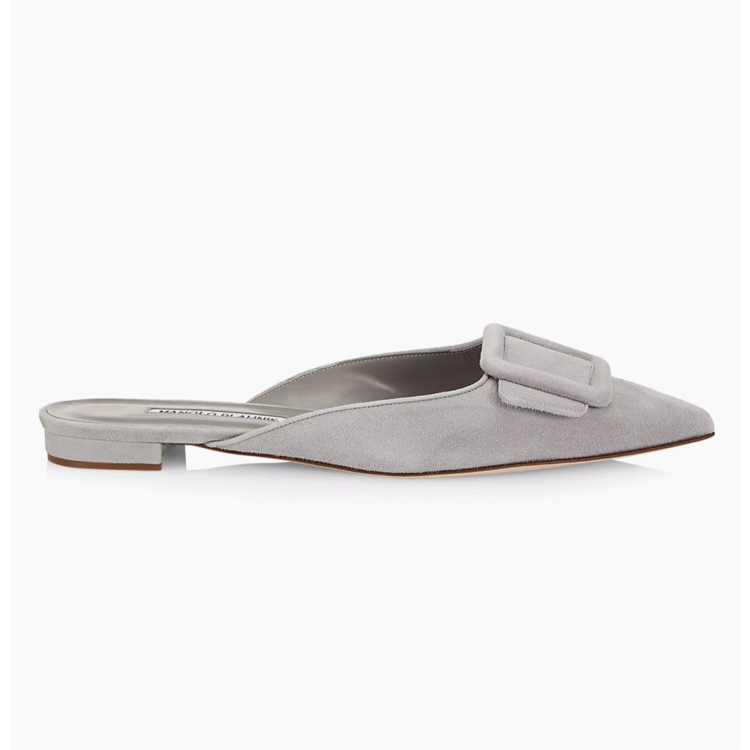 Manolo Blahnik Maysale Suede Flats Size 35 (5) $795